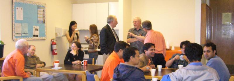 CJ Clark with faculty and graduate students at afternoon tea